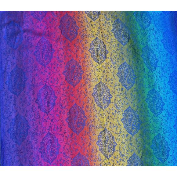 Pashmina Rainbow Paisley Oversized Scarf Wrap Shawl 6' x 27" - Picture 1 of 4